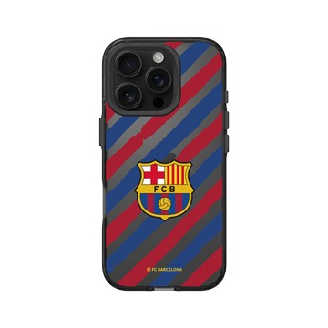 iPhone 16 Pro Clear 酷墨灰 - FC Barcelona - Logo - Striped Background