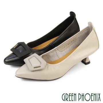 GREEN PHOENIX 女 跟鞋 尖頭鞋 貓跟鞋 包鞋 淑女鞋 真皮 OL 上班U11-29888