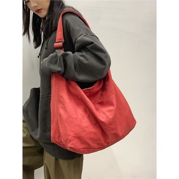 港風文藝青年大學生上課單肩書包韓版小眾復古慵懶風大容量斜挎包