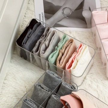 4格內衣褲襪子小物分隔收納盒(隔板可調節)-3入 單一規格