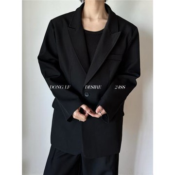 雨東林/高級感西裝外套男士春秋新款韓版潮流寬松休閑西服上衣潮