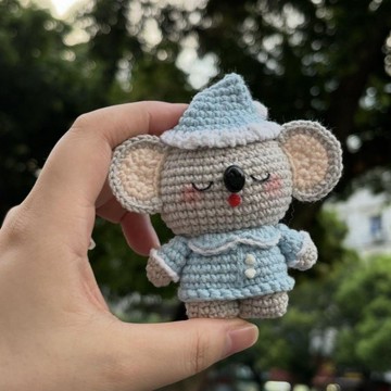 送教程💛手工晚安考拉編織diy材料個性毛線鉤針可愛玩偶鉤織掛件鑰匙扣 編織材料包diy diy手作材料包 羊毛氈編織材