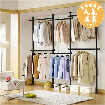 頂天立地衣帽架 頂天立地晾衣架落地陽台室內掛衣架臥室家用免打孔涼曬衣服伸縮桿