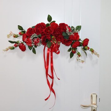 婚房新年生日活動氛圍裝飾布置仿真門楣花藝婚慶喜慶門窗墻面裝飾