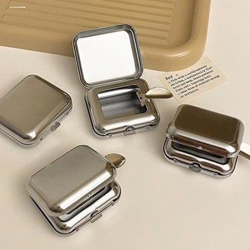 mini～日系金屬不銹鋼戶外口袋車載煙灰缸女小號隨身便攜煙灰盒煙