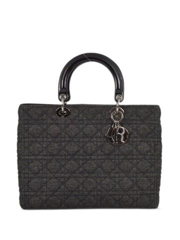 Christian Dior Pre-Owned - 1999 Cannage Lady Dior two-way handbag - women - Denim/Leather - One Size - Black