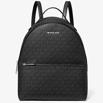 MICHAEL KORS 經典老花後背包 防刮PVC塗層帆布 雙肩包 後背包 M12662 黑色MK(現貨)▶指定Outlet商品5折起☆現貨【送禮首選★APP下單點數4倍送】
