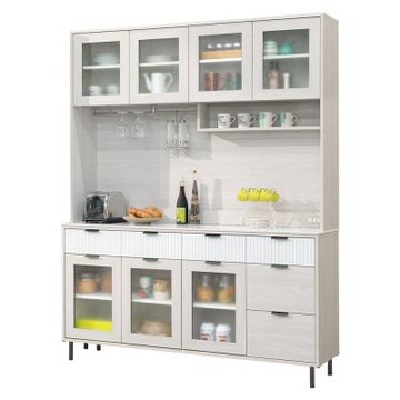 Boden-黛比5.3尺岩板收納高餐櫃/碗盤櫃/電器櫃(上座+下座)-160x40x201cm