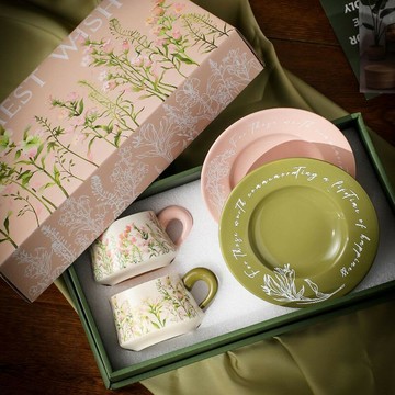 免運/公司貨 禮盒 員工禮盒 漫時光法式風鈴百合咖啡杯子套裝陶瓷高級感輕奢情侶禮品新婚禮物 可開發票 全館五折 工廠現貨直銷 新品特價 d1114