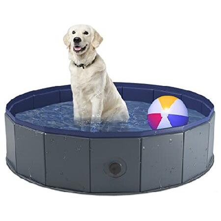 Niubya Foldable Dog Pool, Collapsible Hard Plastic Dog Swimming Pool, Portable Bath Tub for Pets Dogs and Cats, Pet Wading Pool for Indoor and Outdoor