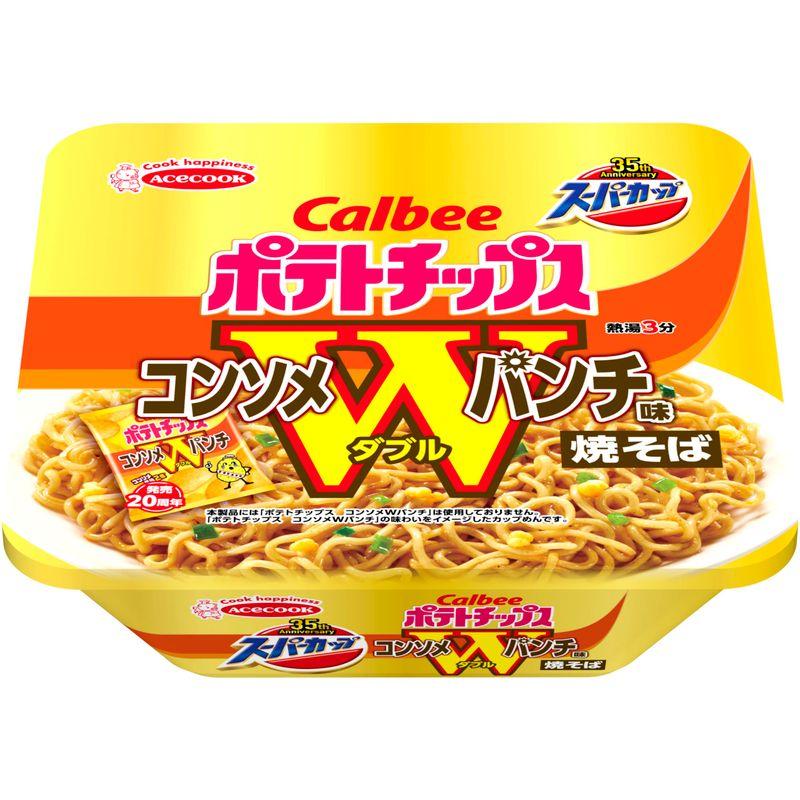 エースコック スーパーカップ カルビーコンソメWパンチ味焼そば 136g ×12個