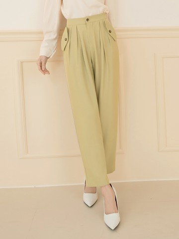 PLUS+長纖腿．不易皺打褶雪紡長褲(一般/加長)