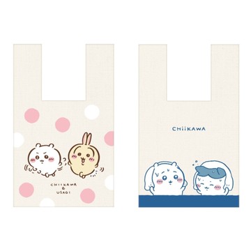 吉伊卡哇 帆布手拎包-清爽藍/粉嫩圓點