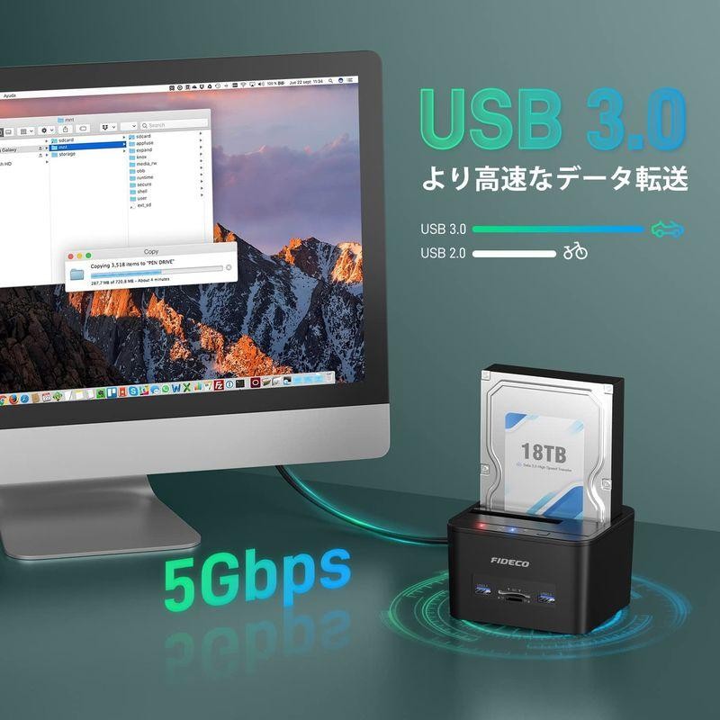 HDD/SSDスタンド FIDECO HDDスタンド USB 3.0接続2.5/3.5”HDD SSD