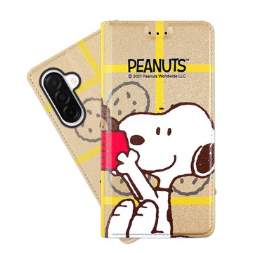 SNOOPY Samsung Galaxy A26 彩繪可站立皮套(吃餅乾)