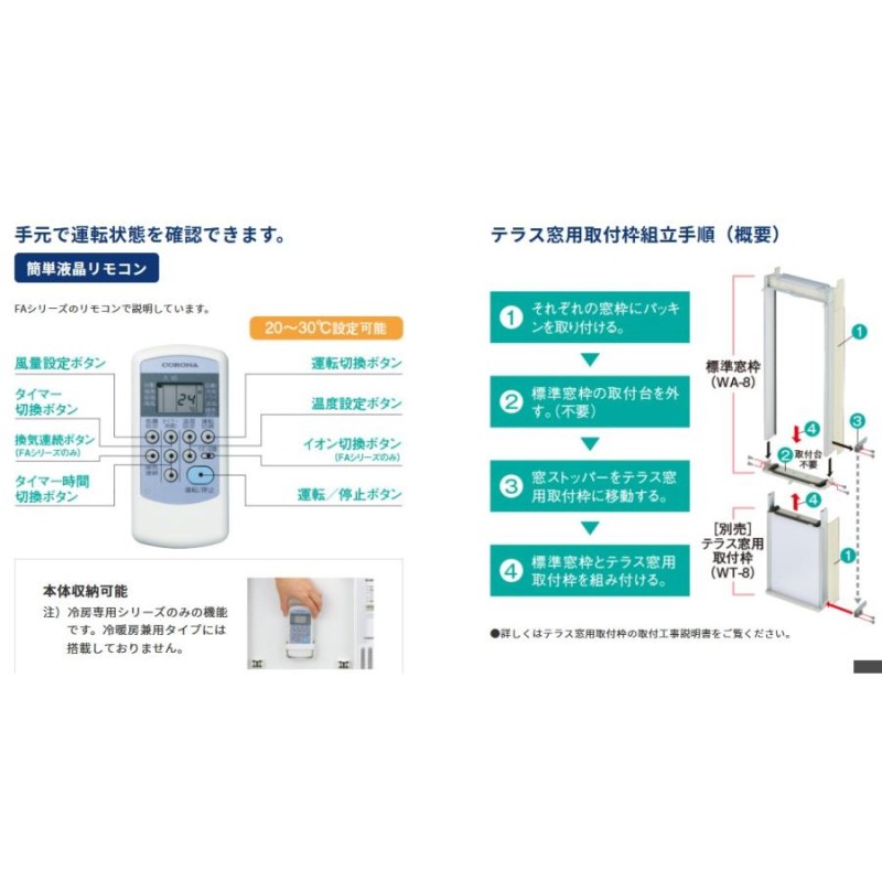 コロナ窓用エアコン CW-1618 リモコン外枠あり はやい