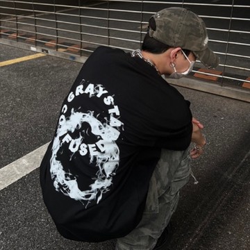 ☆LimeLight☆ LLCP 煙燻 短袖 模糊 虛幻 字母 圈圈 塗鴉 落肩 寬鬆 高磅 短袖 短T CH-TS12