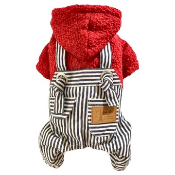 SassyDog 條紋四腳連身裝  紅色  M  1件