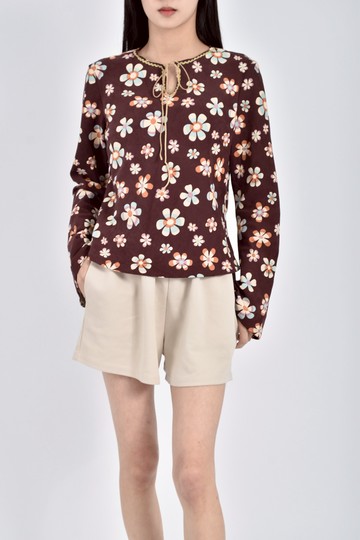 加購優惠(S) hana okuba花卉紫色長袖上衣