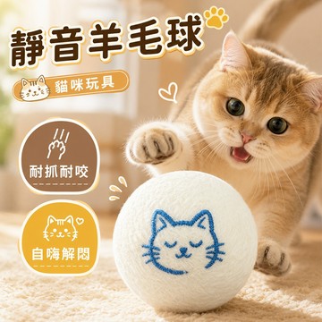 天然羊毛球 【靜音羊毛球】貓咪玩具 耐抓耐咬 自嗨解悶 寵物互動球 貓玩具 貓咪靜音羊毛球 室內貓玩具 寵物日常放電