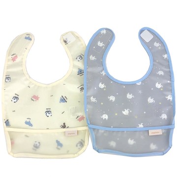 akachan honpo - 用餐圍兜2件組-動物-灰色 (70~95cm)