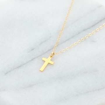 【Angel & Me】祝福 十字架 s925 純銀 厚鍍24k純金項鍊 生日禮物