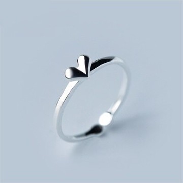 925純銀戒指開口戒-亮面立體愛心造型生日情人節禮物女飾品73dt142【獨家進口】【米蘭精品】