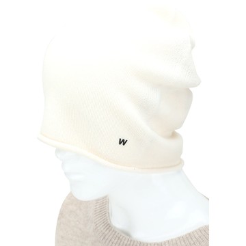 Max Mara-WEEKEND CAIMANO 矽膠字母飾捲邊米白色羊絨帽