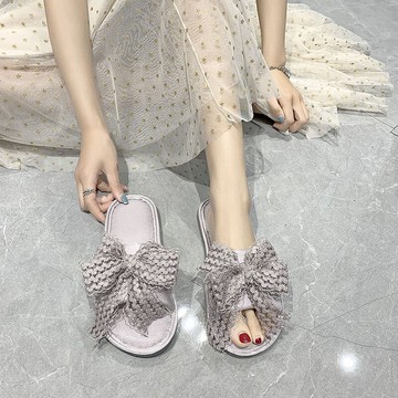 仙女風蝴蝶結外穿涼拖鞋女2021年夏季新款百搭防滑底居家一字拖女