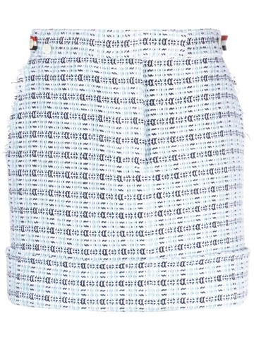 Thom Browne - high-waisted tweed skirt - women - Cupro/Cotton - 44 - Blue