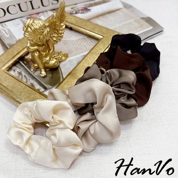 【HanVo】天天出貨 法式緞面復古大腸髮圈 簡約優雅氣質 韓系 髮圈 髮飾 女生飾品 日常女生配件 C03-8178