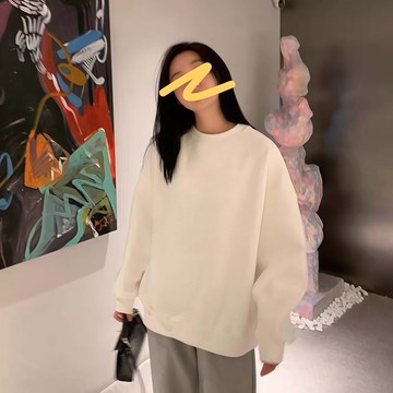 素色寬鬆女大學T  oversize大學T男女同款  秋冬刷毛衛衣  素色日韓衛衣  落肩  加絨加厚保暖款  XH