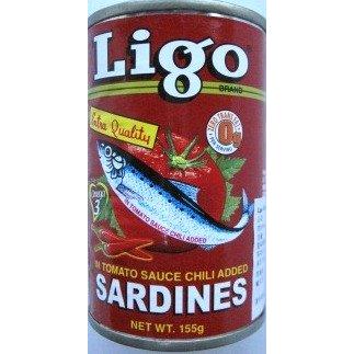 Ligo Sardines Red with Chilie　イワシの缶詰め（トマトソース漬け） 辣?罐? 155g 原産国名 フィリピン Philip