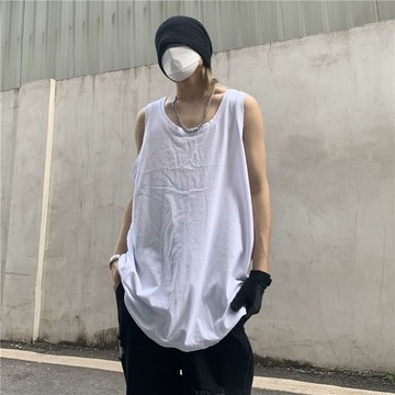 無袖背心男外穿潮流t恤夏季新款ins寬鬆大碼美式休閒運動氣質背心