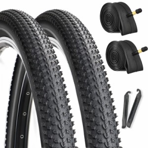 Hycline Pack Bike Tires Set27.5x2.10 Inch 60 TPI Folding Replacement Tire Plus Pack 27.5-inch Bike Tubes and Levers for