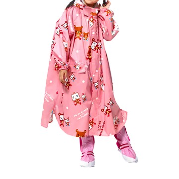 Fairrain 豆腐熊寶貝前開式雨衣  親子豆腐人聯名設計款 附豆腐人聯名款雨衣收納袋  通過SGS認證  聚酯纖維防水布  黃色系/粉色系  S(衣長75cm)