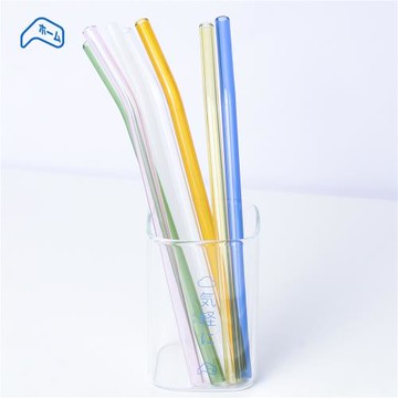 殼空間家彩色玻璃吸管環保耐熱粗加長可愛彎曲非一次性ins簡約