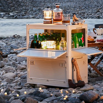 ??可開發票??免運 戶外露營收納箱露營野餐折疊箱木蓋車載后備箱置物整理旅行儲物箱