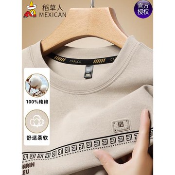 稻草人衛衣男2024新款春秋款寬松休閑圓領長袖t恤男士打底衫上衣