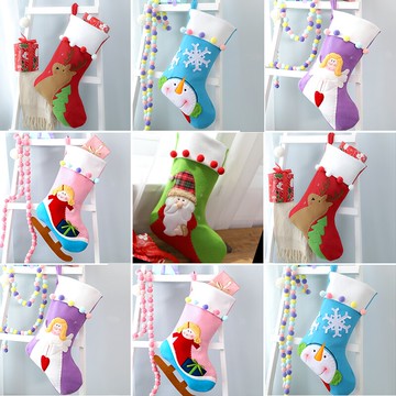 圣誕裝飾品掛件圣誕小襪子彩色大號圣誕老人禮物袋櫥窗裝飾1入
