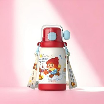 哈爾斯新款兒童保溫杯可愛便攜大容量男女孩上學雙飲杯子運動水壺