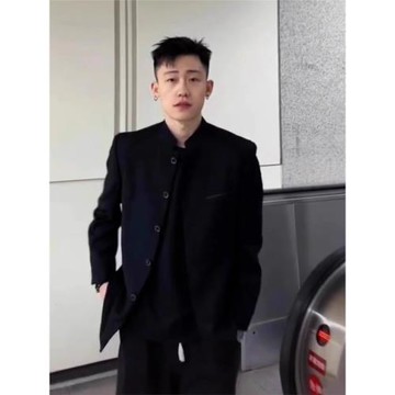新中式中山裝男夾克外套痞帥趙山河同款春秋西裝一整套西服上衣潮