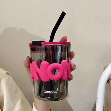 杯子女新款2023玻璃杯創意小眾吸管杯家用茶杯學生網紅高顏值水杯