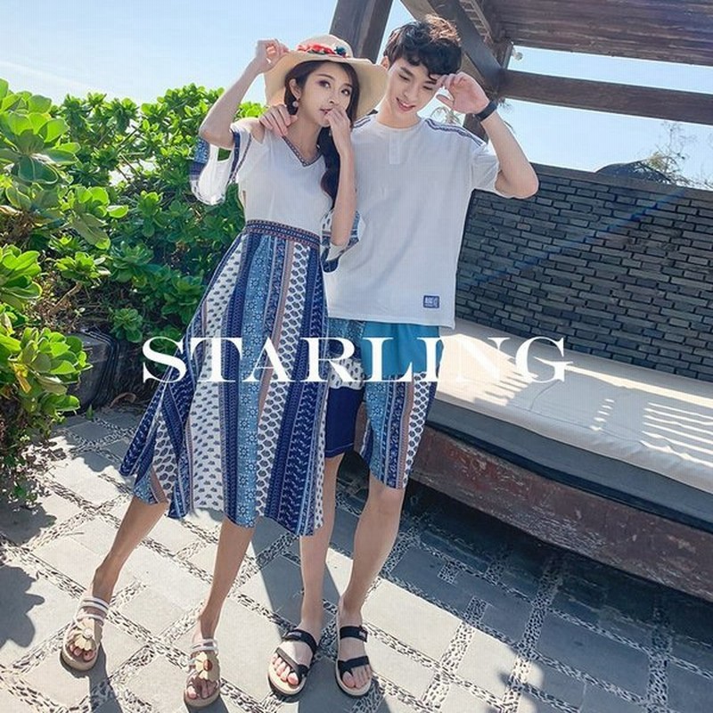 カップル ペアtシャツ 半袖 ペアルック お揃い 服 夏 花柄 パンツ 韓国ファッション デート おでかけコーデ おそろ オルチャンファッション 通販 Lineポイント最大0 5 Get Lineショッピング