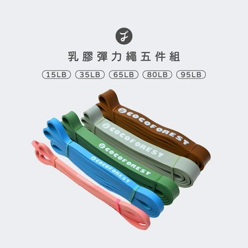 【可可森】乳膠彈力繩 五件組 15磅~95磅 彈力繩 健身彈力繩 拉力帶 健力繩 拉力繩 伸展帶 彈力帶 阻力帶 阻力繩