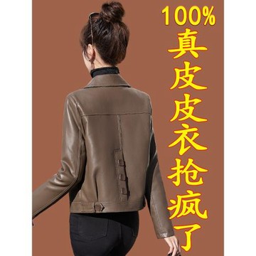 海寧真皮皮衣女士外套小個子2025新款春秋高端休閑短款綿羊皮夾克