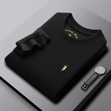 【新款熱賣】保羅男士白色長袖T恤男空氣尾重磅圓領上衣春秋內搭打底衫衛衣男t