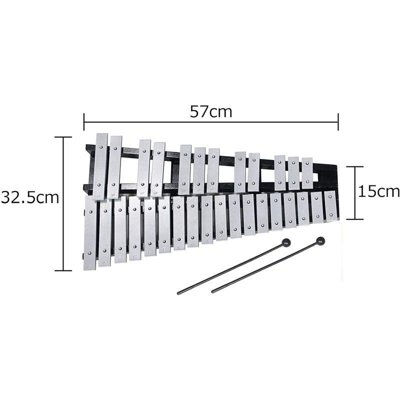 MUSiCL 鉄琴 折り畳み グロッケン 30音 収納ケース マレット クリーニングクロス付き 音楽会