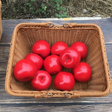 編織手提籃  藤筠超市購物籃零食店購物筐仿藤編制帶手提KTV便利店野餐長方形【MJ12082】