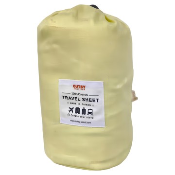 OUTSY 加大版素色便攜旅行床單/睡袋內套 MIT台灣製造100%純棉 附收納袋  檸檬黃  1個
